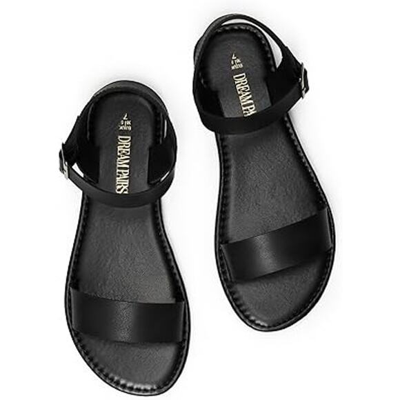 New Dream Pairs Womens Size 9 Black Ankle Strap Open Toe Buckle Sandal Shoes - Picture 5 of 6